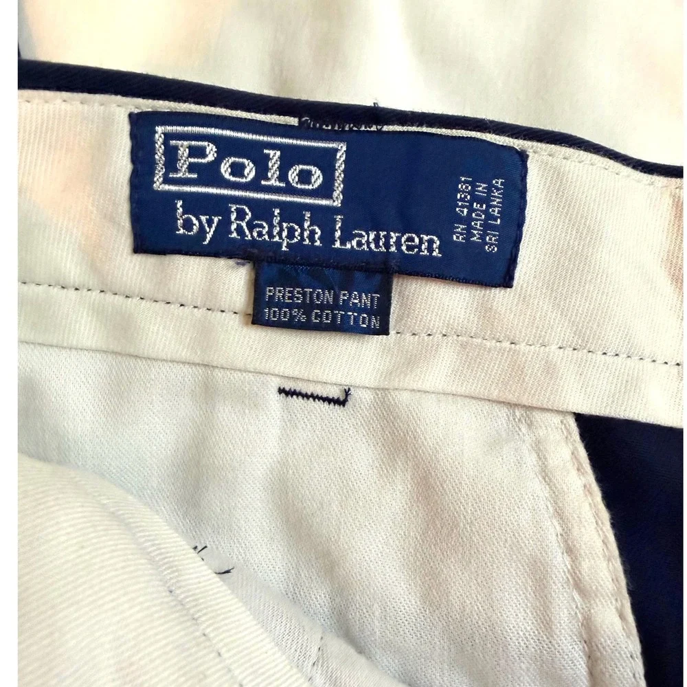 Polo Ralph Lauren Preston Pant Mens 34/32 Navy Chino Cotton Trousers Excellent